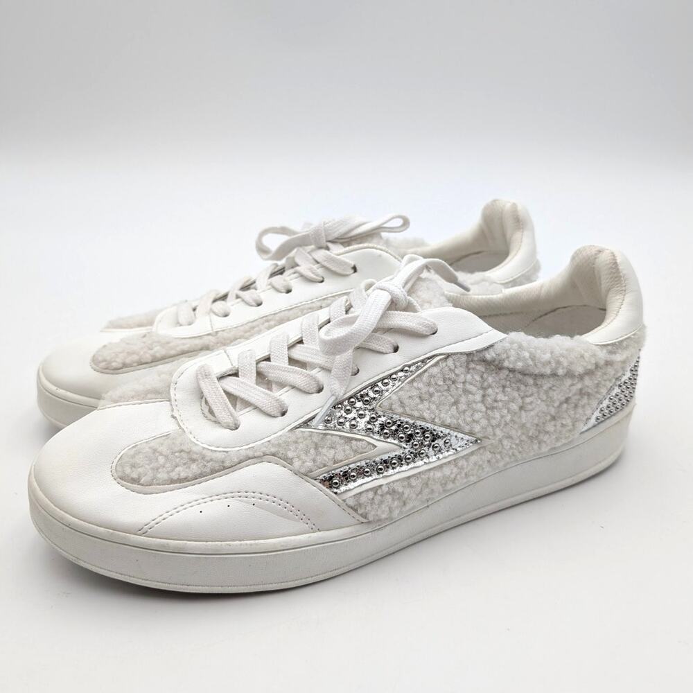 Zodiac Sansa Studded Lace-Up Sneakers Women's White/Silver Size US9.5M EU40.5